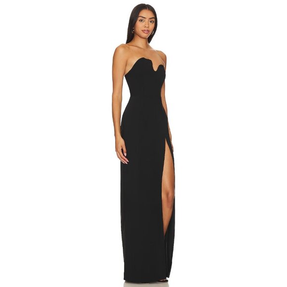 Amanda Uprichard X Revolve Strapless Puzzle Gown in Black - Picture 2 of 3